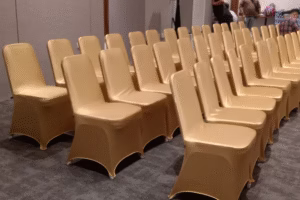 sewa kursi futura cover ketat putih gold